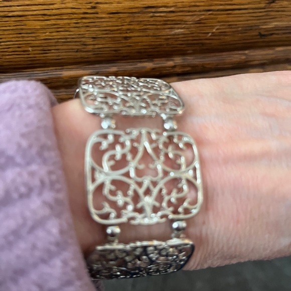 New Directions Silver Filigree Cuff Bracelet - Picture 1 of 4